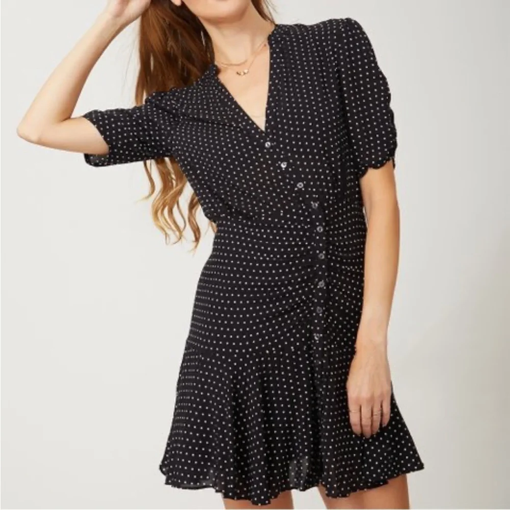 Free People Pippa Ruched Polkadots Short Sleeves Dress Size XS